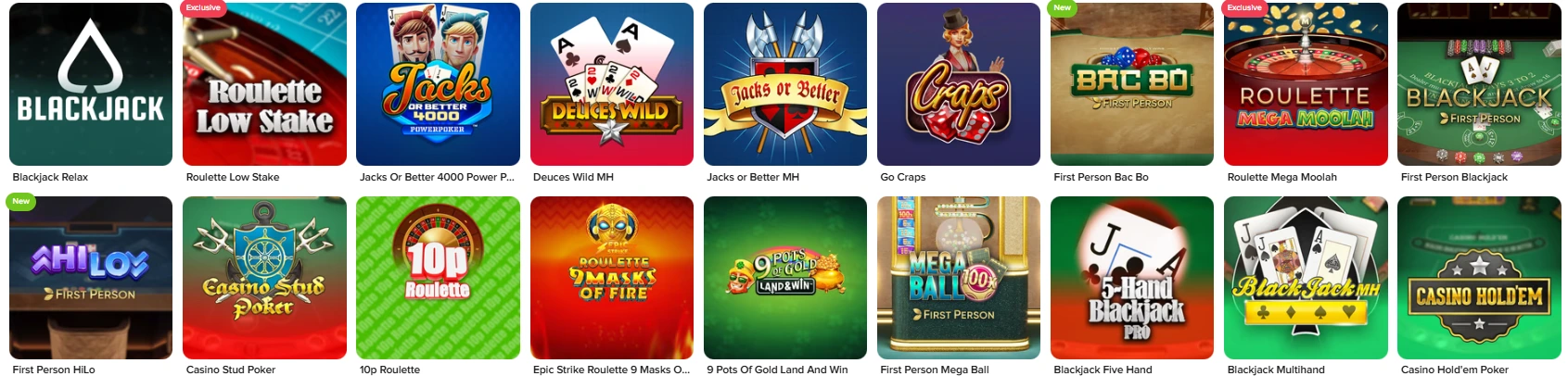 Euro Casino Gry stołowe